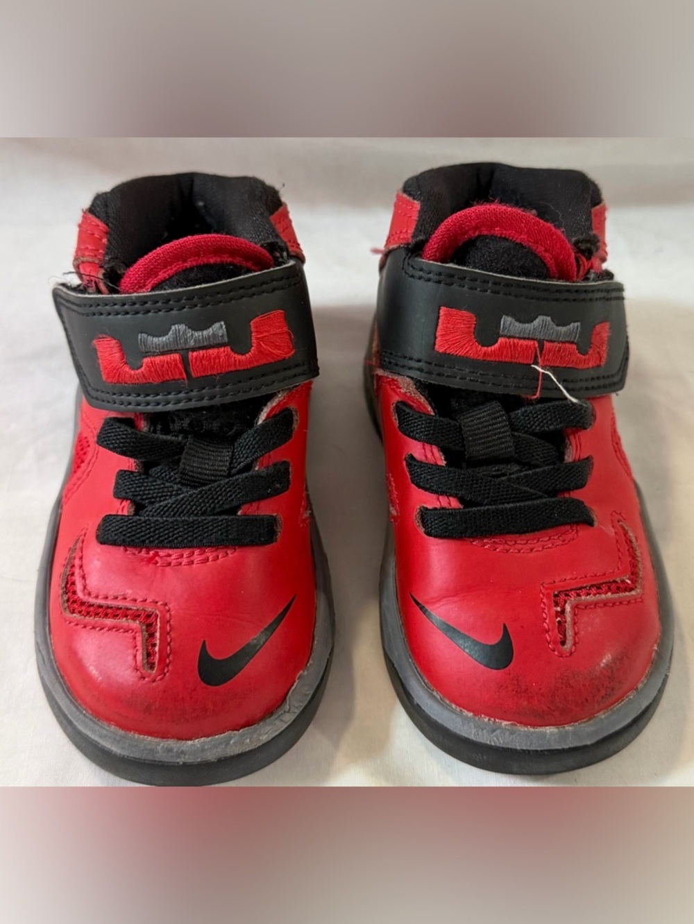 Nike Lebron Soldier VII Shoes Infant Toddler 5C Black Red Bred Basketball Mid